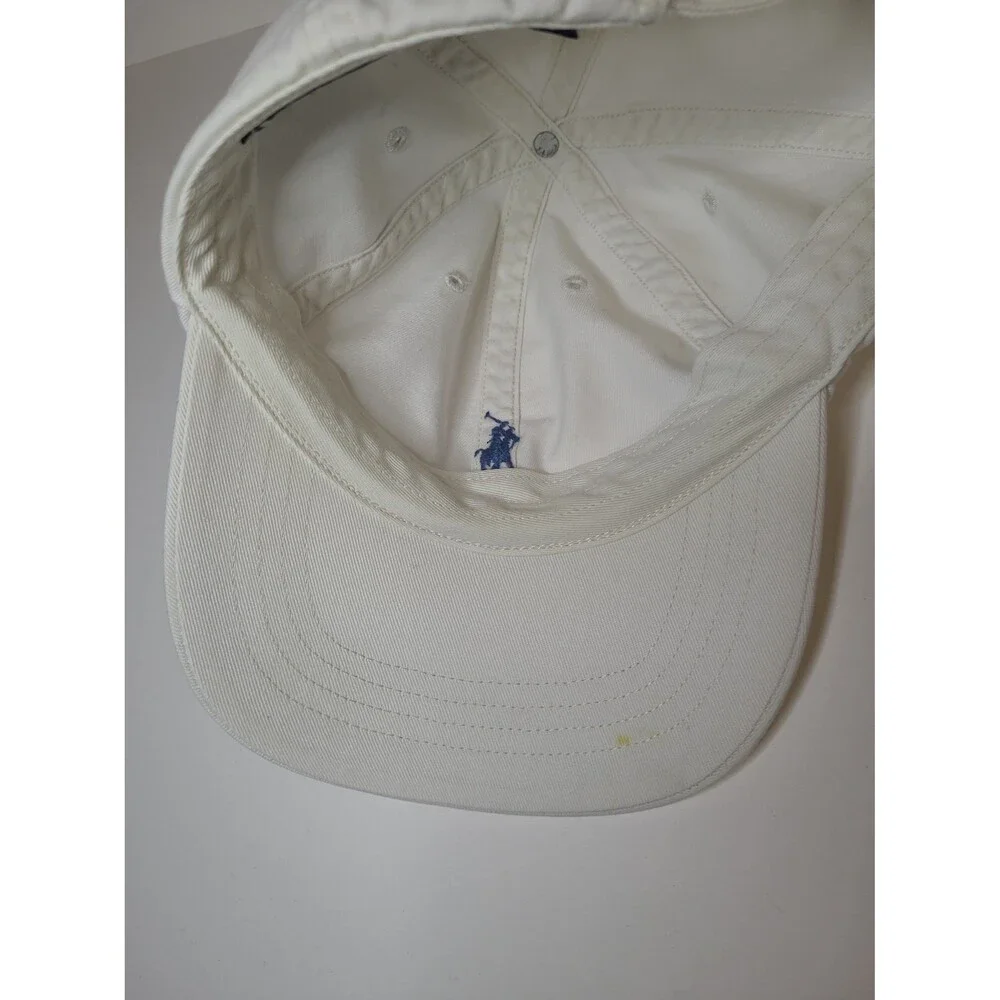 Vtg  Polo Ralph Lauren hat White Blue Pony